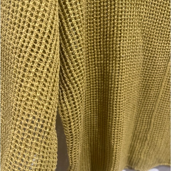 Eileen Fisher Yellow Organic Linen Knit Mesh Box Sweater Top size Medium M boho - Picture 8 of 11